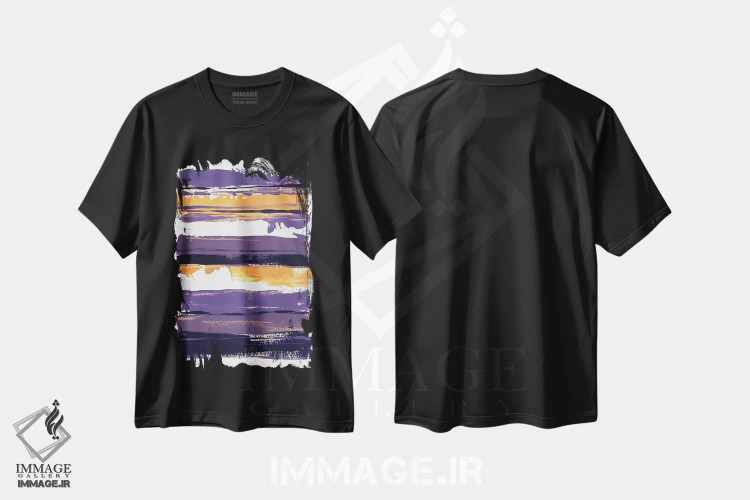 تیشرت مشکی طرح دار تاریکی بنفش اثر لسیا بینکین | فروشگاه ایماژ