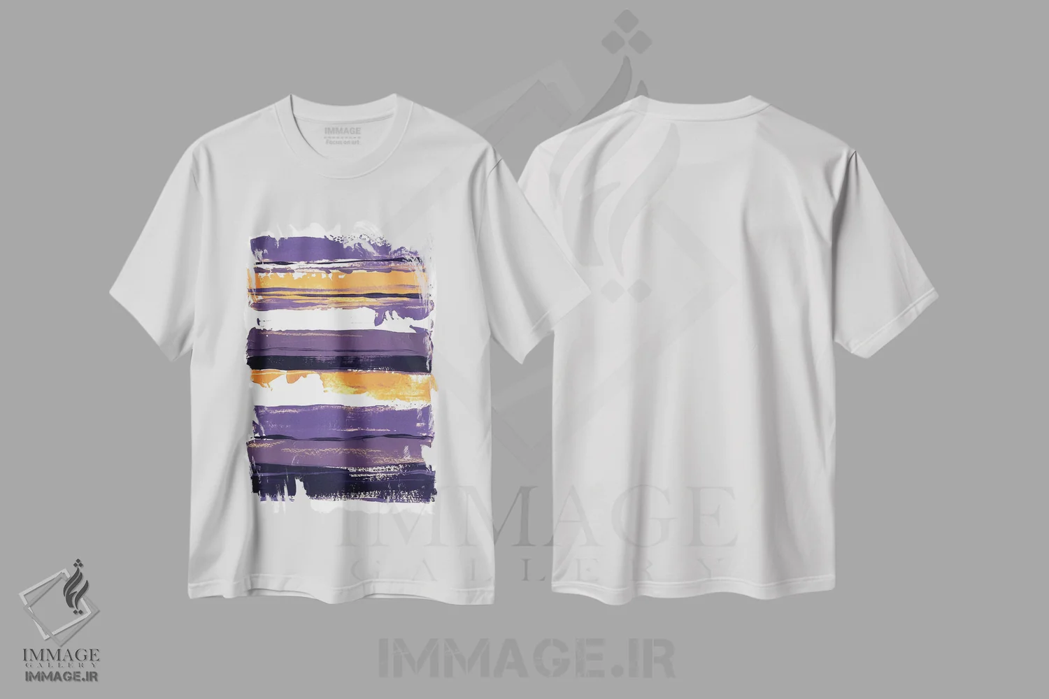 تیشرت سفید طرح دار تاریکی بنفش اثر لسیا بینکین | immage.ir