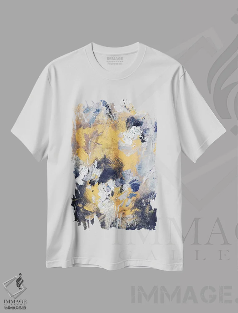 تیشرت سفید طرح دار شب زرد اثر لسیا بینکین | immage.ir