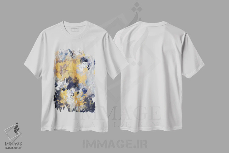 تیشرت سفید طرح دار شب زرد اثر لسیا بینکین | immage.ir