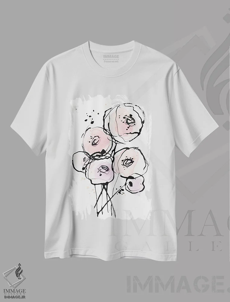 تیشرت سفید طرح دار مد صورتی ۲، دکور معاصر اثر لسیا بینکین | immage.ir