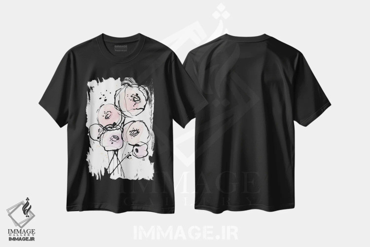 تیشرت مشکی طرح دار مد صورتی ۲، دکور معاصر اثر لسیا بینکین | فروشگاه ایماژ