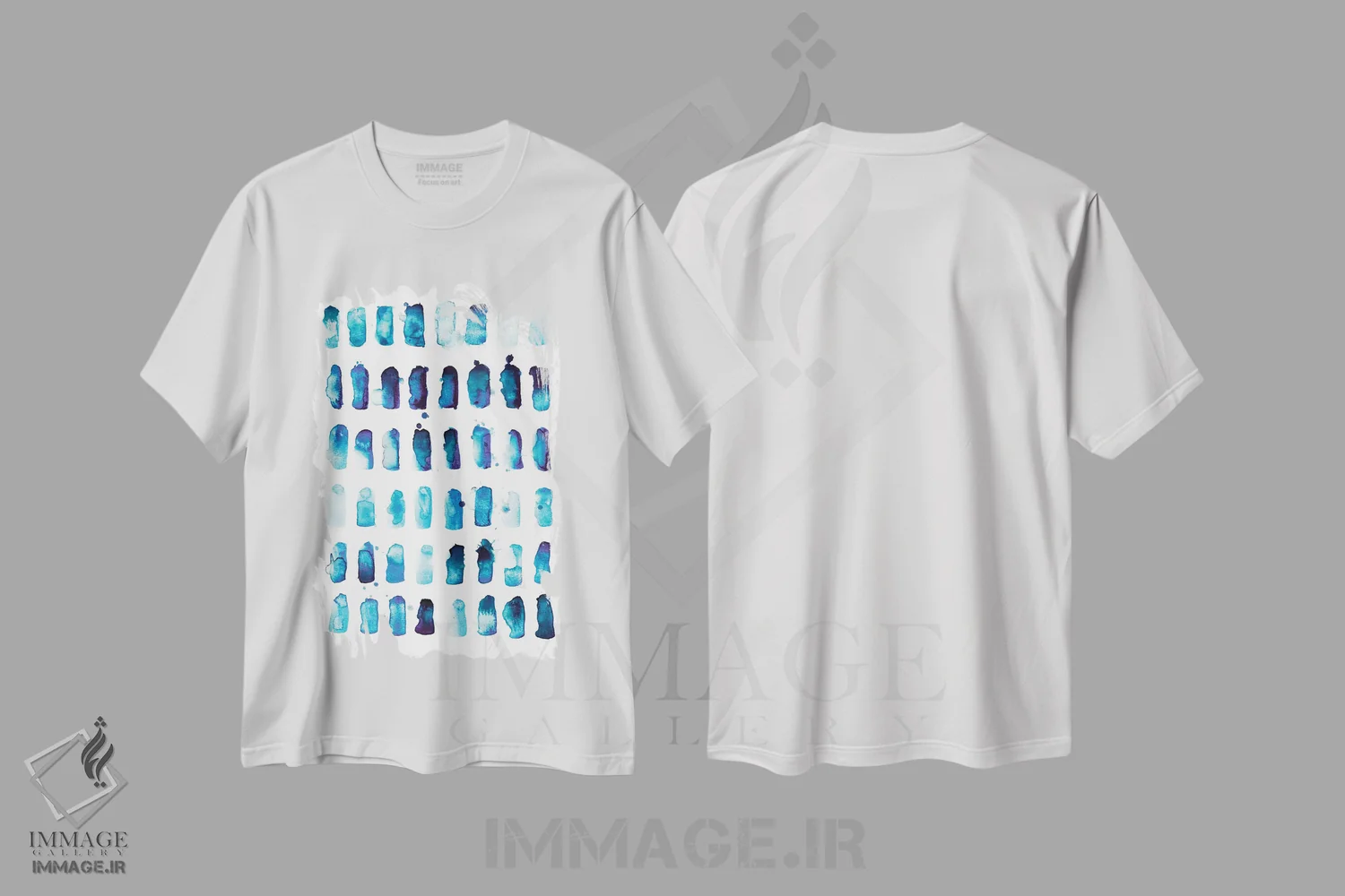 تیشرت سفید طرح دار آسمان تابستانی، آبستره اثر لسیا بینکین | immage.ir