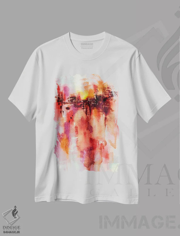 تیشرت سفید طرح دار غروب شهر اثر لسیا بینکین | فروشگاه ایماژ