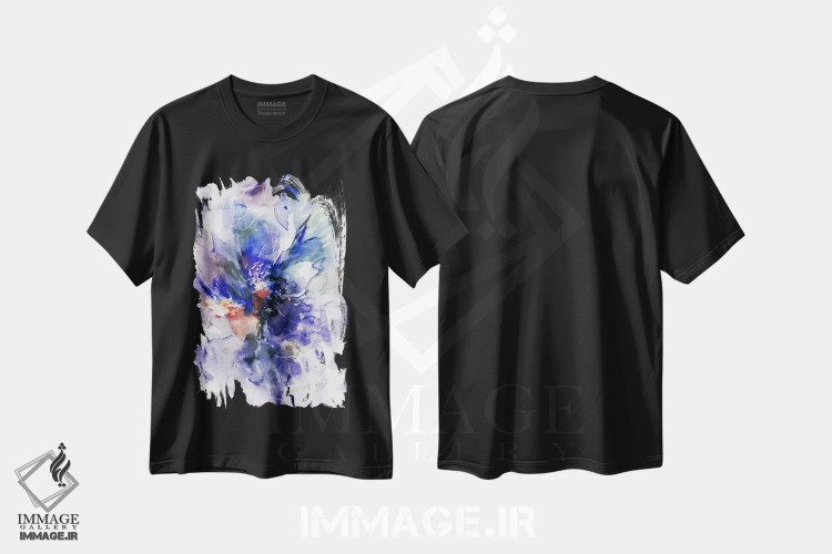 تیشرت مشکی طرح دار باد آبی اثر لسیا بینکین | immage.ir
