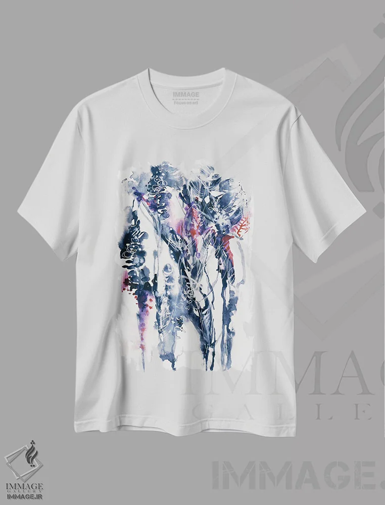 تیشرت سفید طرح دار فاصله اثر لسیا بینکین | immage.ir