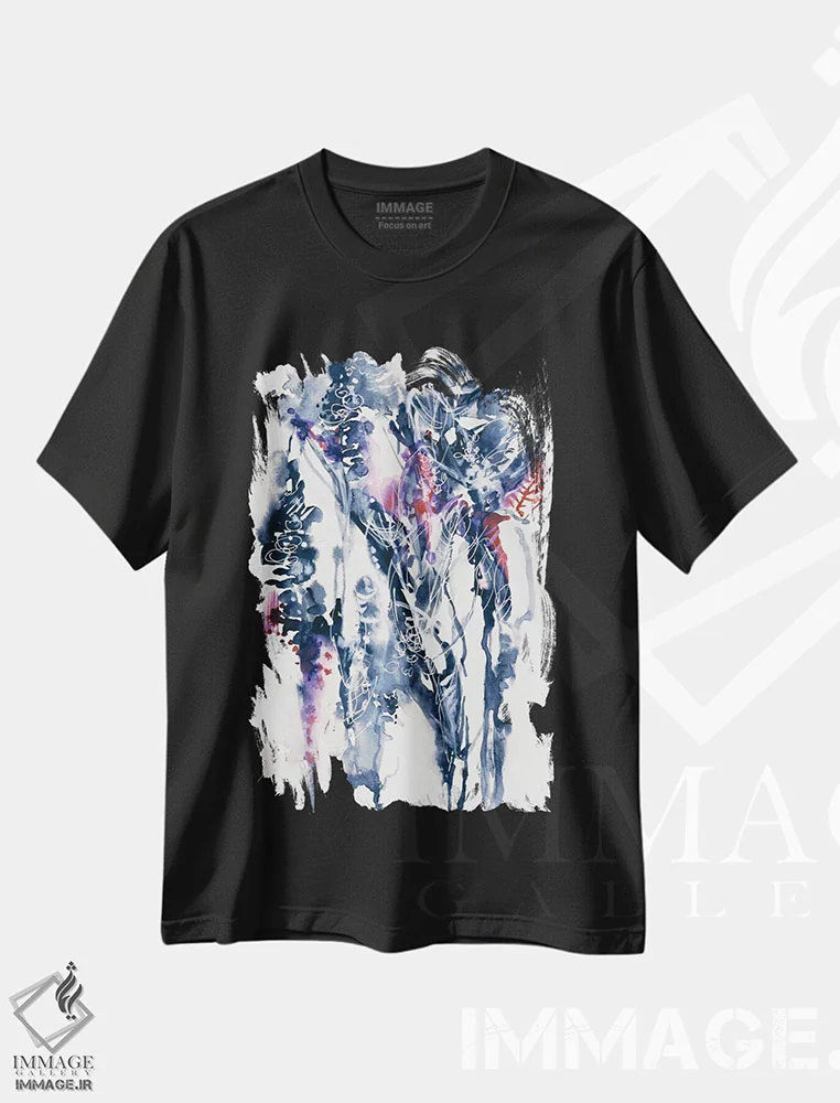 تیشرت مشکی طرح دار فاصله اثر لسیا بینکین | فروشگاه ایماژ