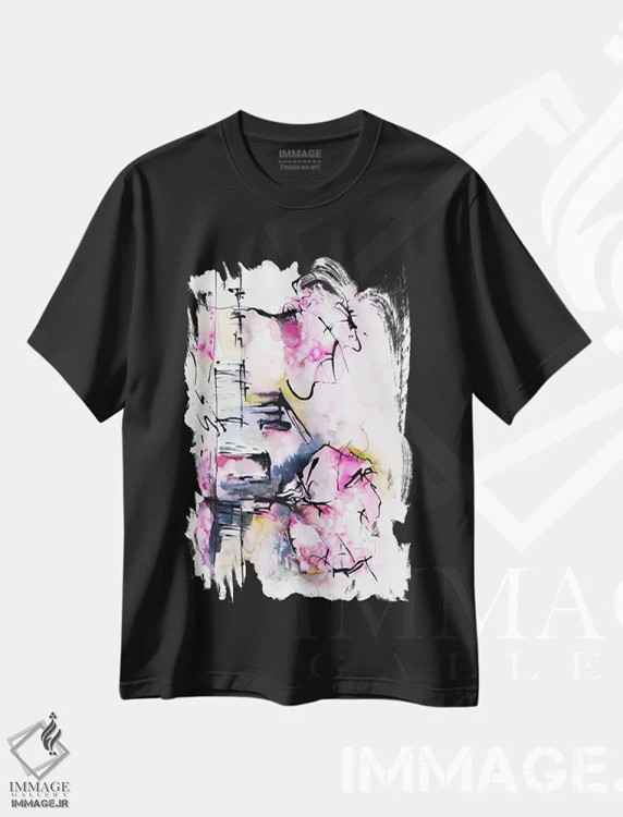 تیشرت مشکی طرح دار خانهٔ رؤیایی، آبستره اثر لسیا بینکین | immage.ir