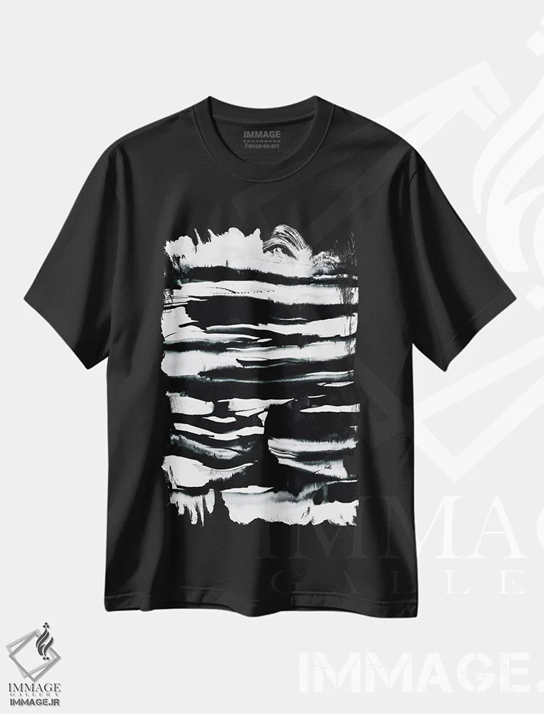 تیشرت مشکی طرح دار مزارع اثر لسیا بینکین | immage.ir