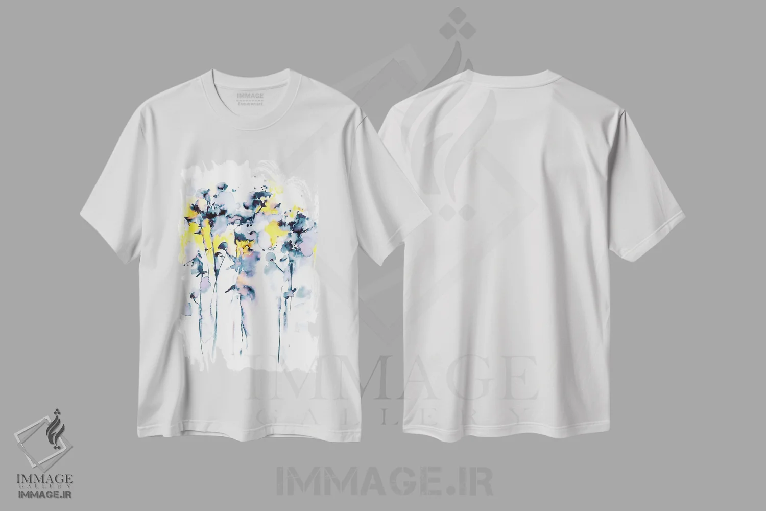 تیشرت سفید طرح دار مزارع شادی، آبستره اثر لسیا بینکین | immage.ir