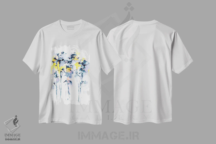 تیشرت سفید طرح دار مزارع شادی، آبستره اثر لسیا بینکین | immage.ir