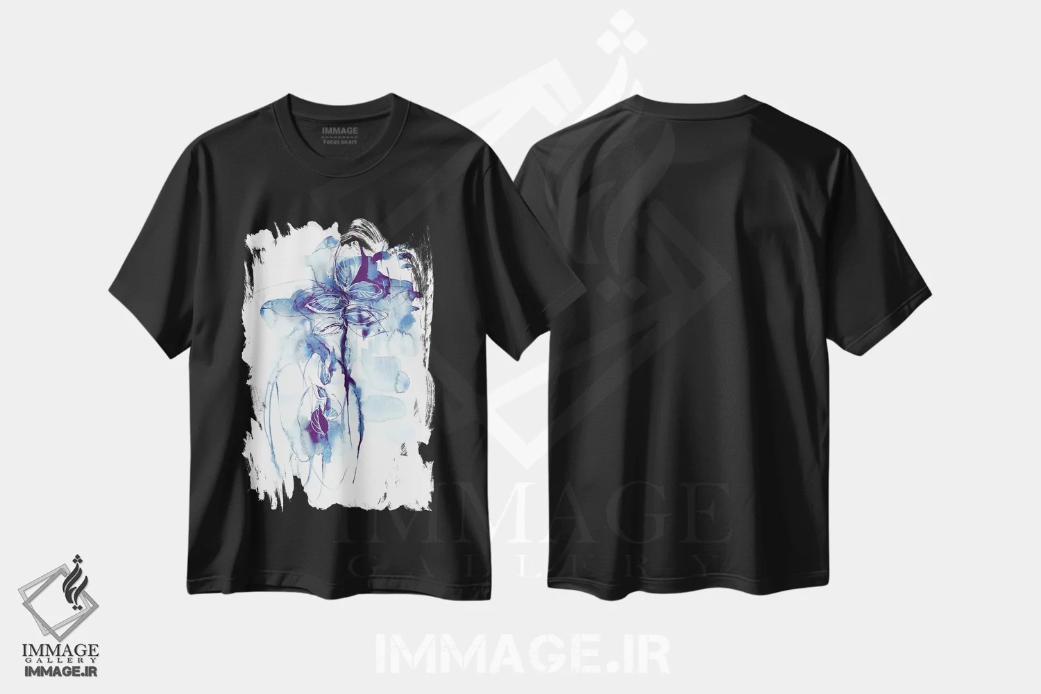 تیشرت مشکی طرح دار اولین باران، آبستره اثر لسیا بینکین | immage.ir