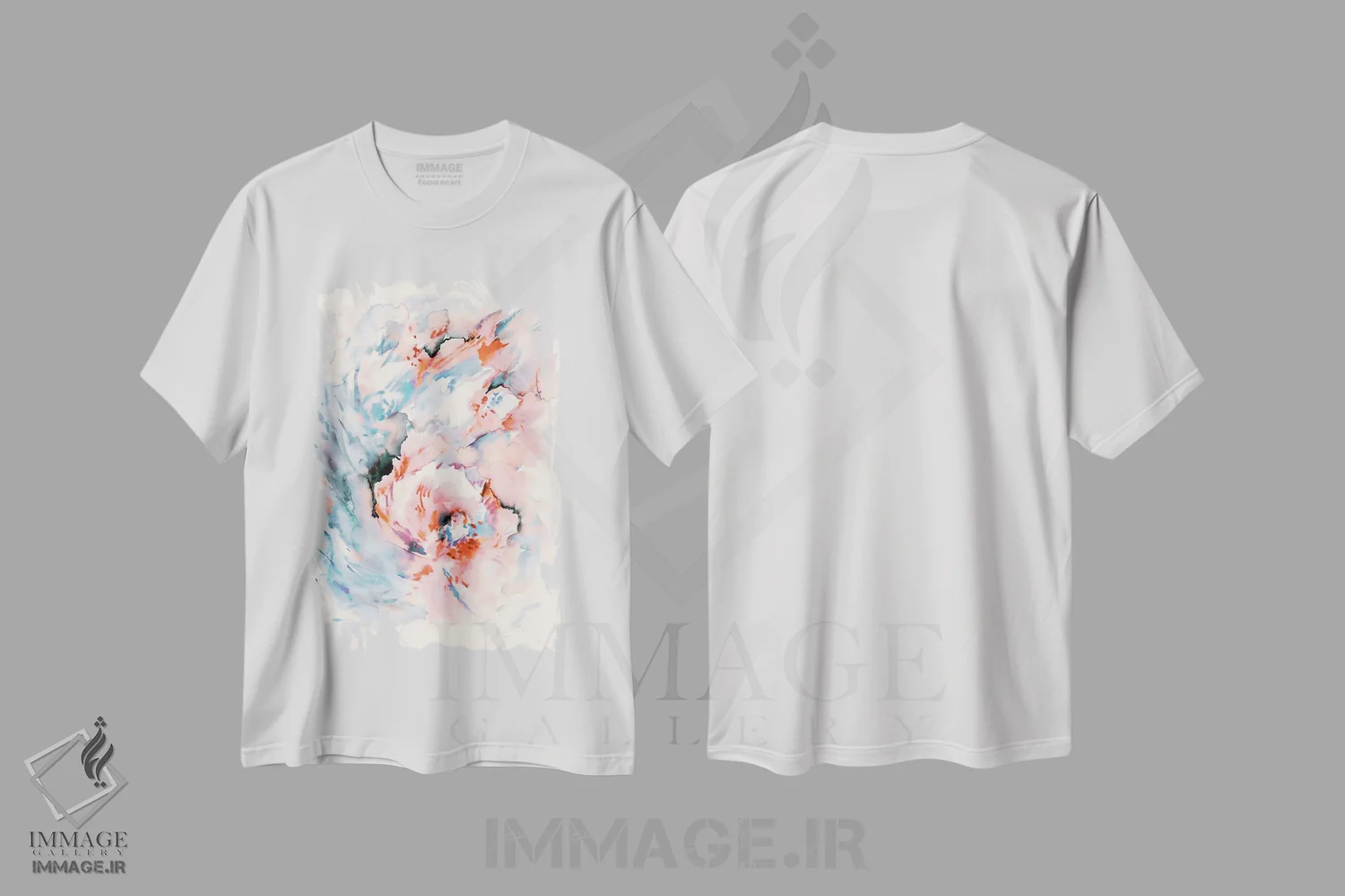 تیشرت سفید طرح دار یخ و آتش، آبستره اثر لسیا بینکین | immage.ir