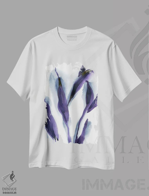 تیشرت سفید طرح دار برگ ها I، آبستره اثر لسیا بینکین | immage.ir