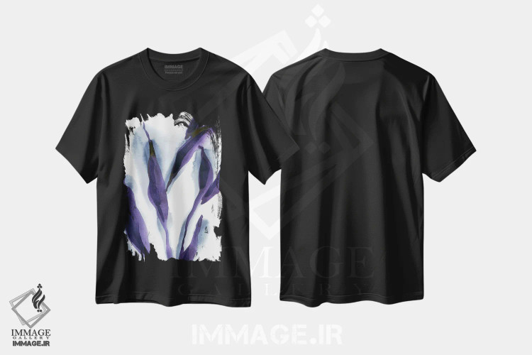 تیشرت مشکی طرح دار برگ ها I، آبستره اثر لسیا بینکین | فروشگاه ایماژ