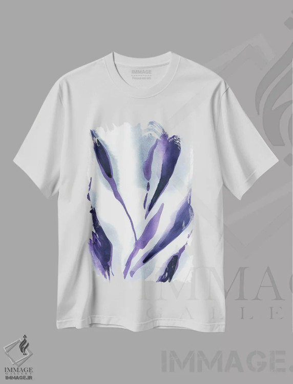 تیشرت سفید طرح دار برگ ها III، آبستره اثر لسیا بینکین | immage.ir