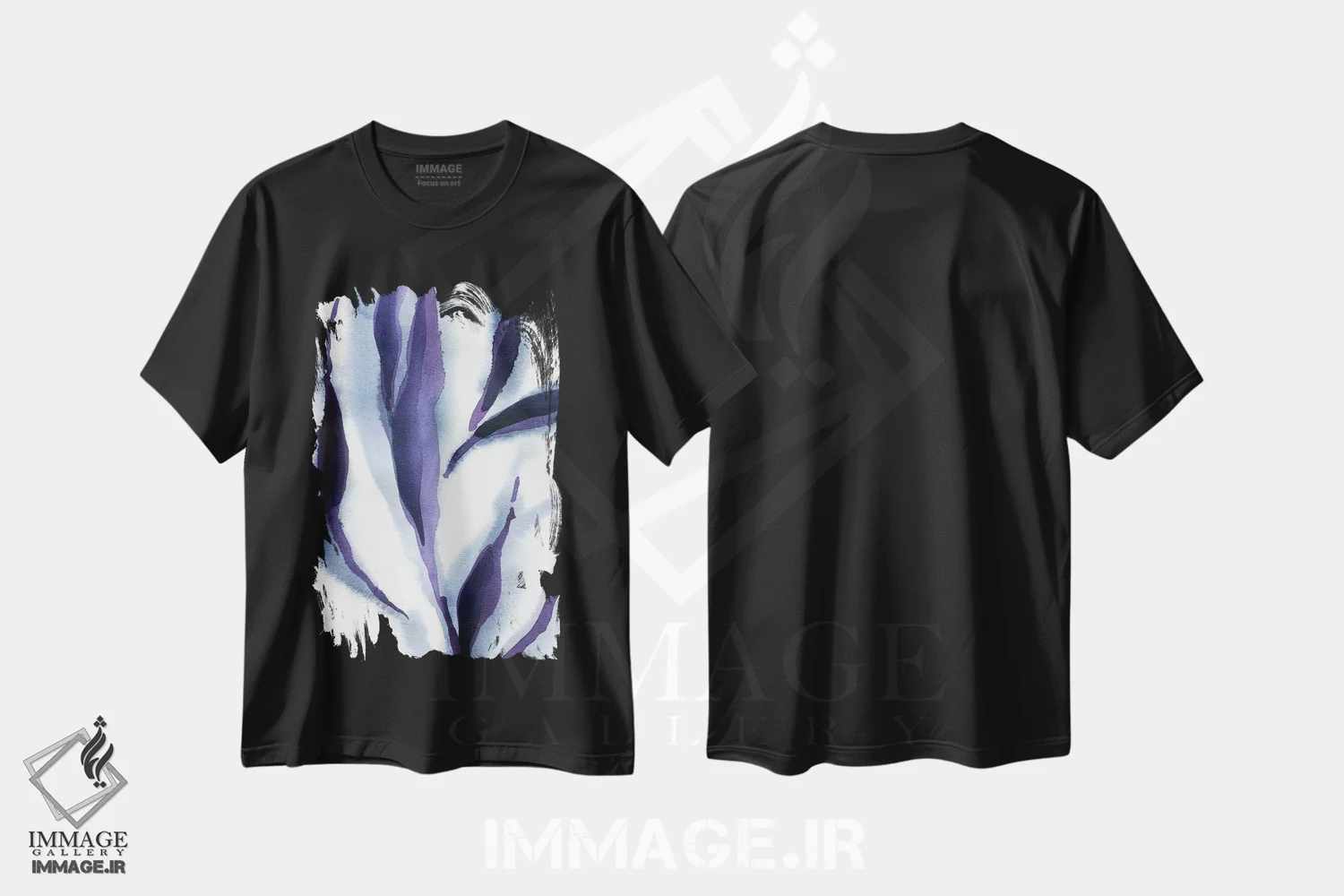 تیشرت مشکی طرح دار برگ ها II، آبستره اثر لسیا بینکین | immage.ir