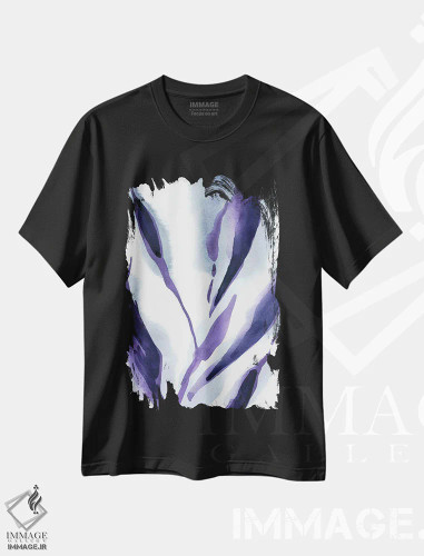 تیشرت مشکی طرح دار برگ ها III، آبستره اثر لسیا بینکین | فروشگاه ایماژ