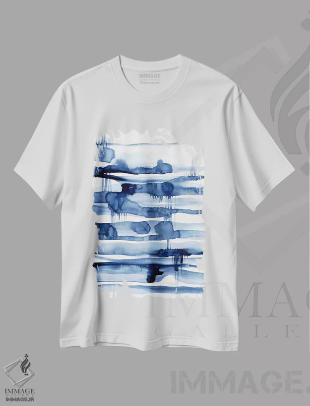 تیشرت سفید طرح دار دریاچهٔ آینه ای اثر لسیا بینکین | فروشگاه ایماژ