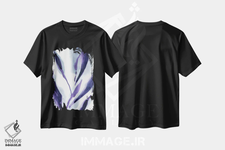 تیشرت مشکی طرح دار برگ ها III، آبستره اثر لسیا بینکین | فروشگاه ایماژ