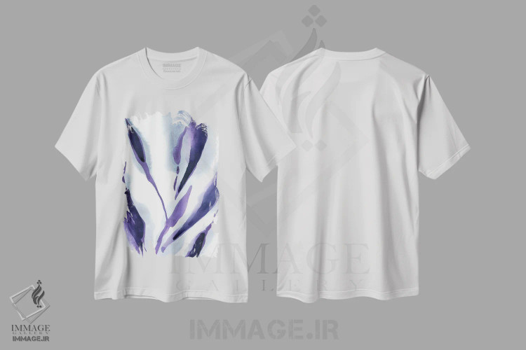 تیشرت سفید طرح دار برگ ها III، آبستره اثر لسیا بینکین | immage.ir