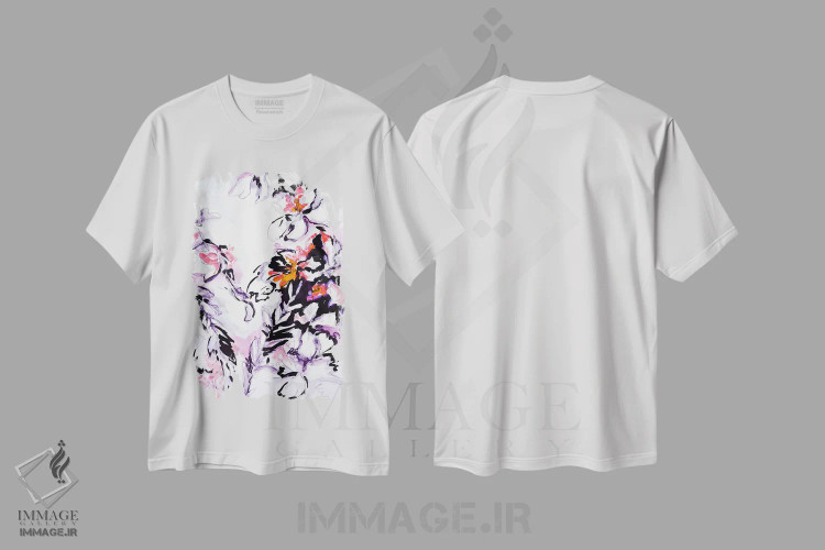 تیشرت سفید طرح دار قرمز، آبستره اثر لسیا بینکین | فروشگاه ایماژ