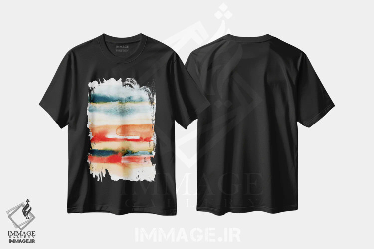 تیشرت مشکی طرح دار آسمان و زمین اثر لسیا بینکین | فروشگاه ایماژ