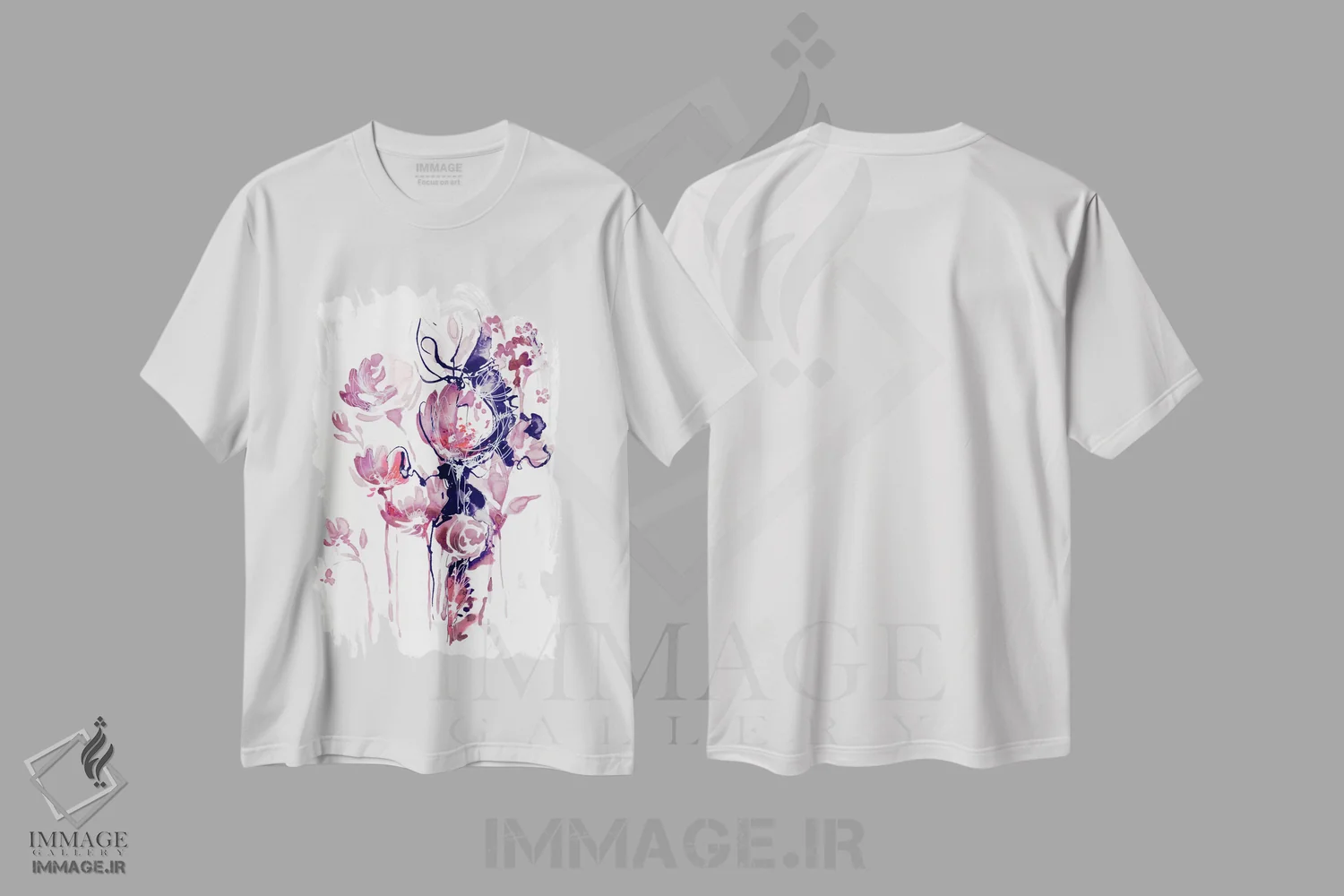 تیشرت سفید طرح دار غروب تابستانی، آبستره اثر لسیا بینکین | immage.ir