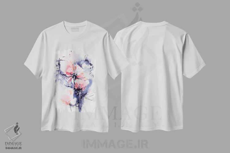 تیشرت سفید طرح دار باد، آبستره اثر لسیا بینکین | immage.ir