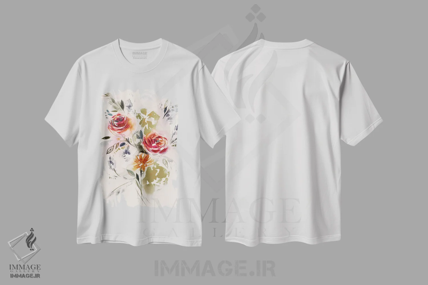 تیشرت سفید طرح دار دسته گل، تزئینی اثر لسیا بینکین | immage.ir