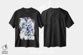 تیشرت مشکی طرح دار دسته گل آبی II، تزئینی اثر لسیا بینکین | immage.ir