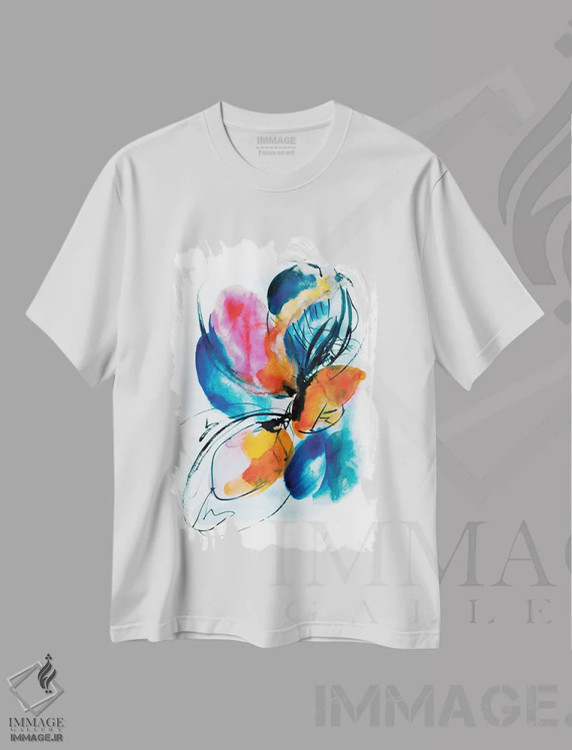 تیشرت سفید طرح دار آب های ژرف، آبستره اثر لسیا بینکین | immage.ir