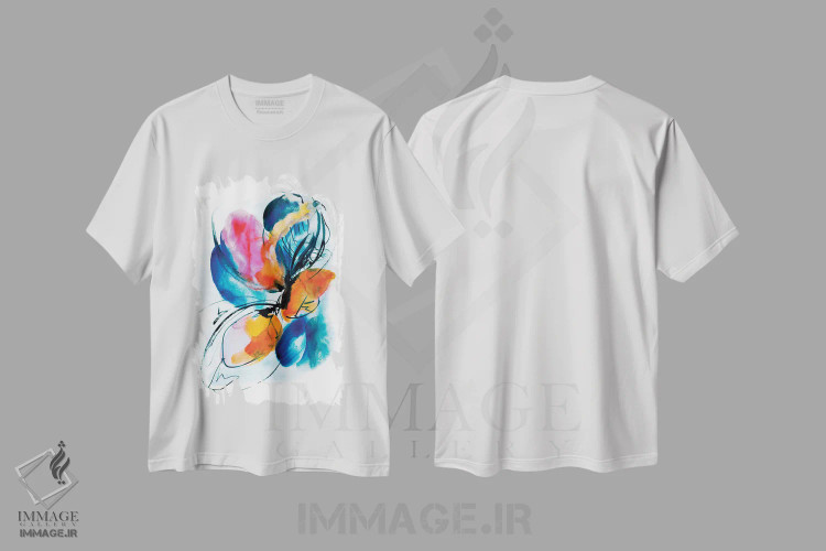 تیشرت سفید طرح دار آب های ژرف، آبستره اثر لسیا بینکین | immage.ir