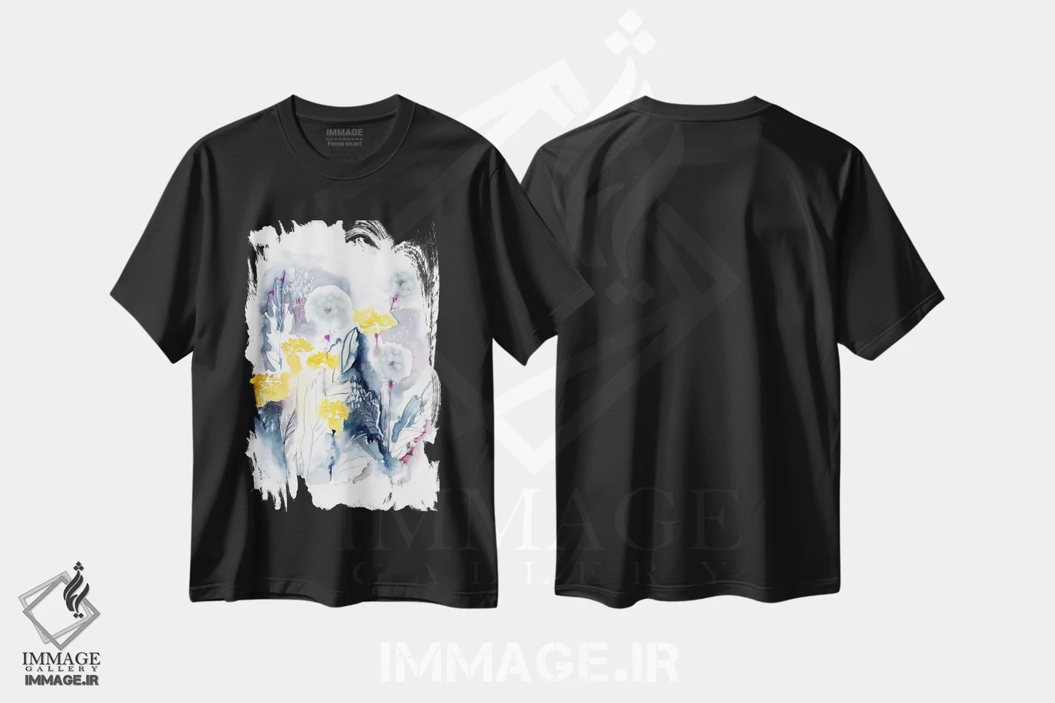 تیشرت مشکی طرح دار مزرعه گل ها I، آبستره اثر لسیا بینکین | immage.ir