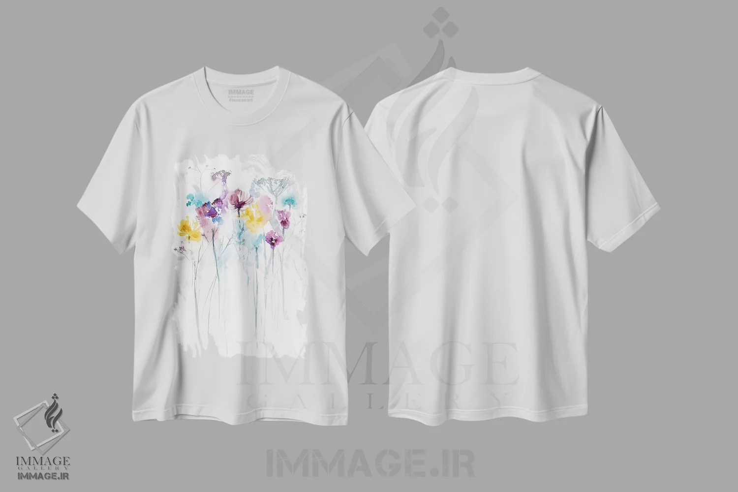 تیشرت سفید طرح دار مزرعه گل ها II، آبستره اثر لسیا بینکین | immage.ir