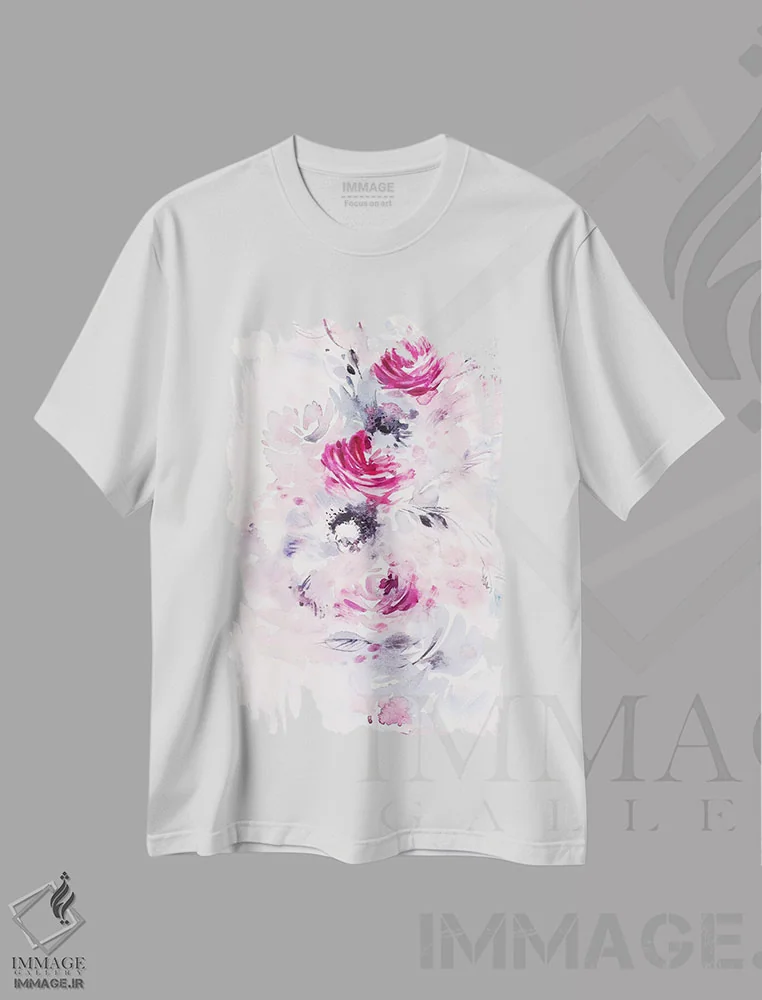 تیشرت سفید طرح دار دسته گل مینیمال II، تزئینی اثر لسیا بینکین | immage.ir
