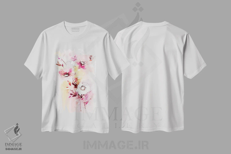 تیشرت سفید طرح دار دسته گل مینیمال I، تزئینی اثر لسیا بینکین | فروشگاه ایماژ