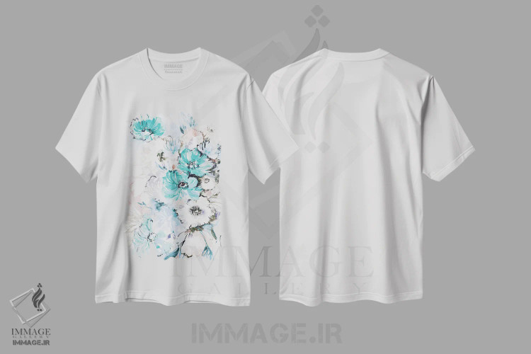 تیشرت سفید طرح دار دسته گل پاستلی، تزئینی اثر لسیا بینکین | فروشگاه ایماژ
