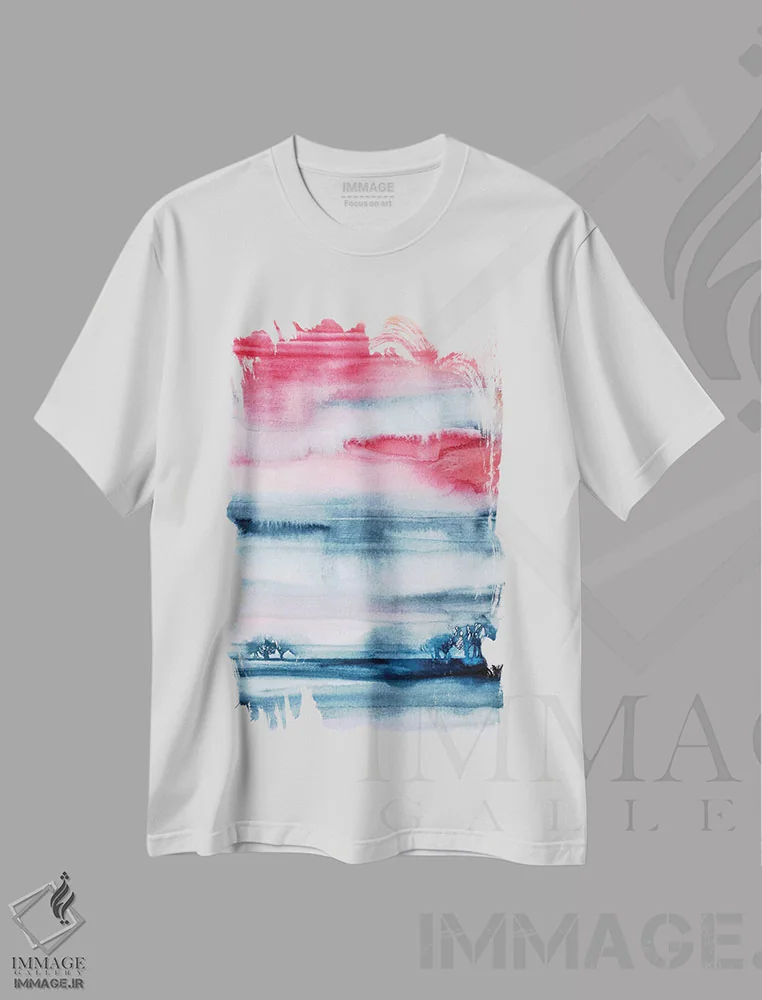 تیشرت سفید طرح دار انتزاعی از مزرعه تابستانی اثر لسیا بینکین | immage.ir