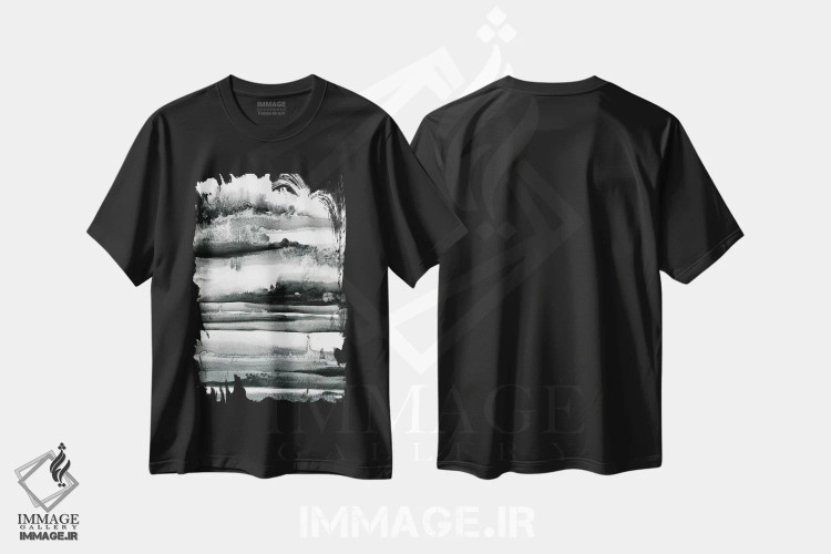 تیشرت مشکی طرح دار انتزاعی از مزرعه بهاری اثر لسیا بینکین | immage.ir