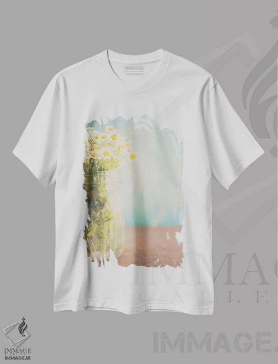 تیشرت سفید طرح دار یک شیشه کوچک پر از آفتاب، دکور روستایی اثر لورا ایوانز | فروشگاه ایماژ