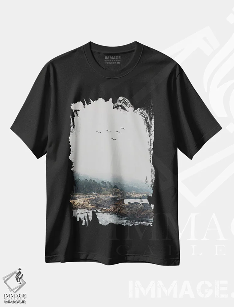 تیشرت مشکی طرح دار پوینت لوبوس با پرندگان در حال پرواز، دکور کلبه و لژ اثر لورا ایوانز | immage.ir