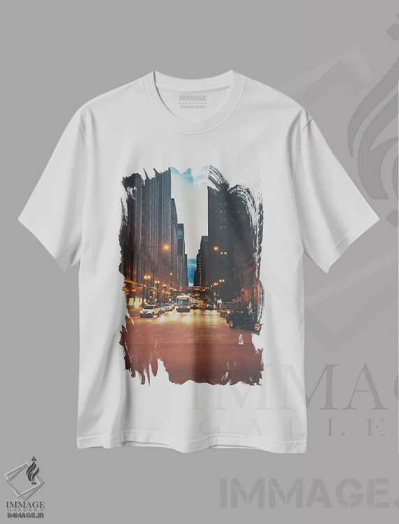 تیشرت سفید طرح دار خیابان های شیکاگو، تزئینی اثر لورا ایوانز | immage.ir