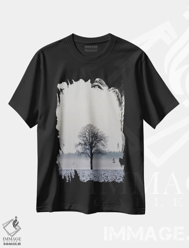 تیشرت مشکی طرح دار درخت زمستانی، مدیوم اثر لنا وایسبک | فروشگاه ایماژ