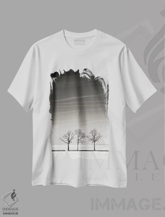 تیشرت سفید طرح دار ترویکا، عکاسی سیاه و سفید اثر لنا وایسبک | فروشگاه ایماژ