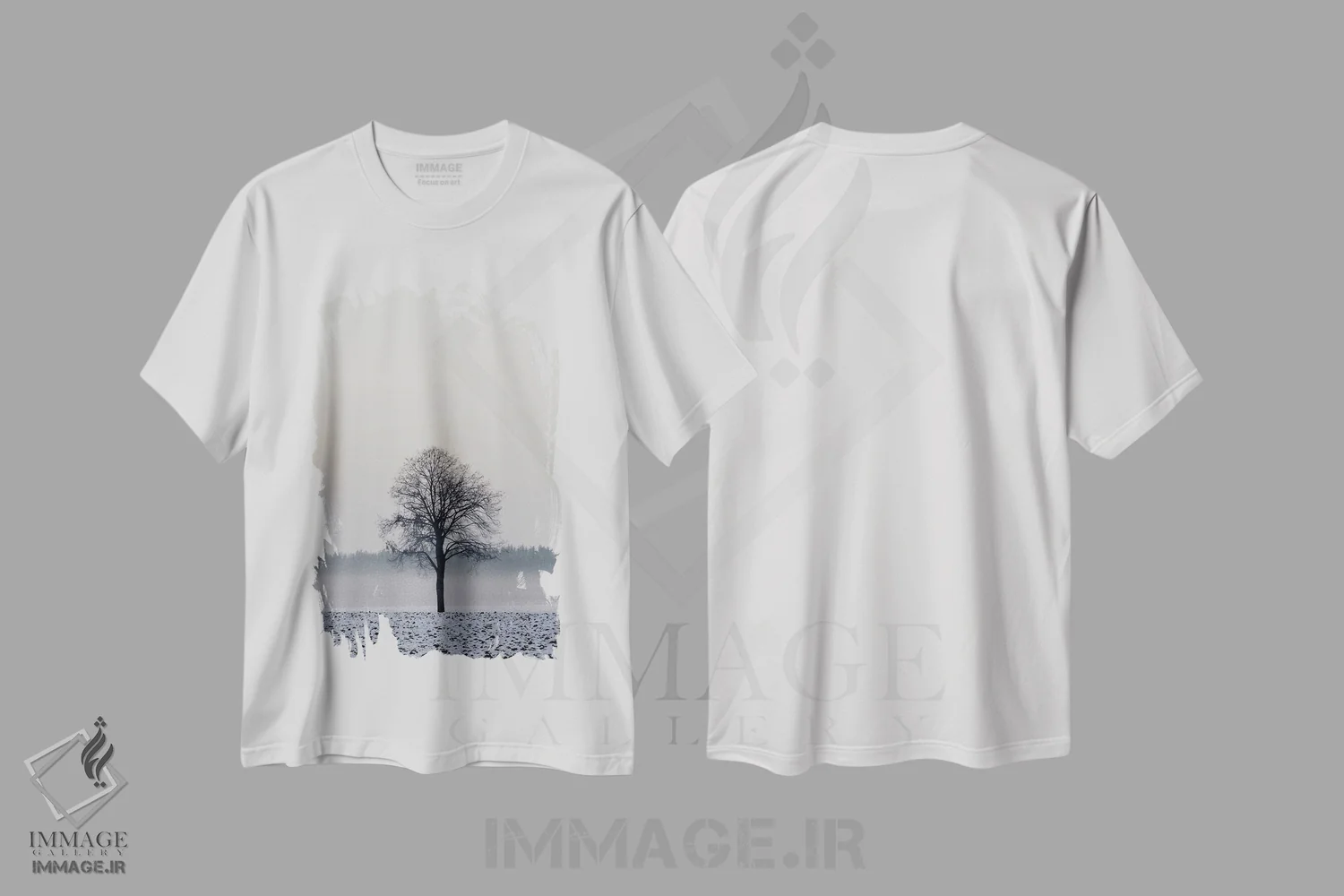تیشرت سفید طرح دار درخت زمستانی، مدیوم اثر لنا وایسبک | immage.ir