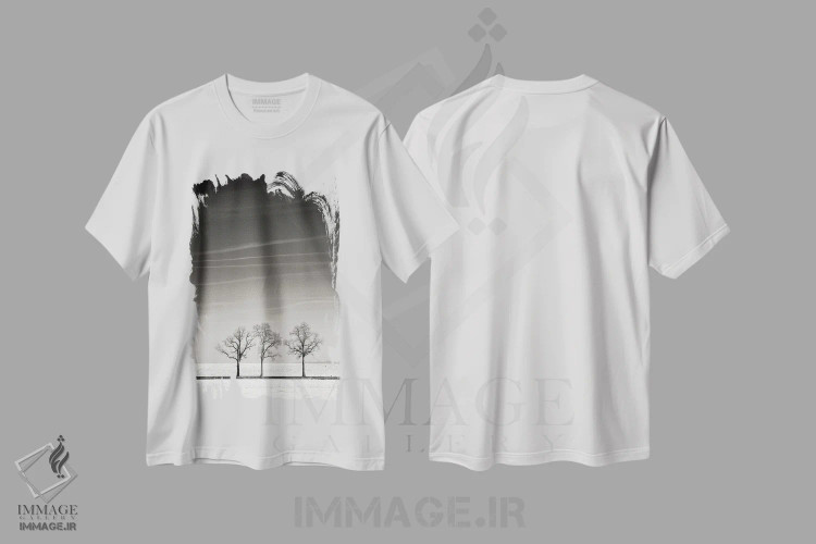 تیشرت سفید طرح دار ترویکا، عکاسی سیاه و سفید اثر لنا وایسبک | فروشگاه ایماژ
