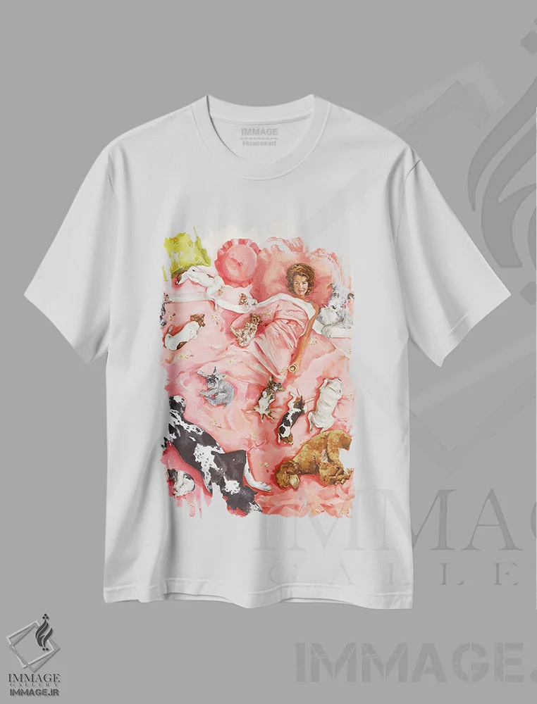 تیشرت سفید طرح دار قهوه صبحگاهی، هنر فاخر معاصر اثر لیزا فینچ | فروشگاه ایماژ