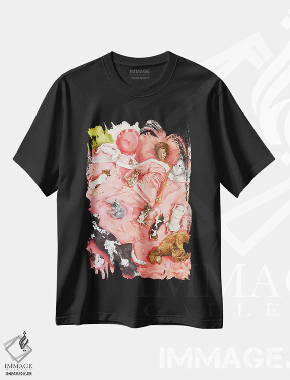 تیشرت مشکی طرح دار قهوه صبحگاهی، هنر فاخر معاصر اثر لیزا فینچ | immage.ir