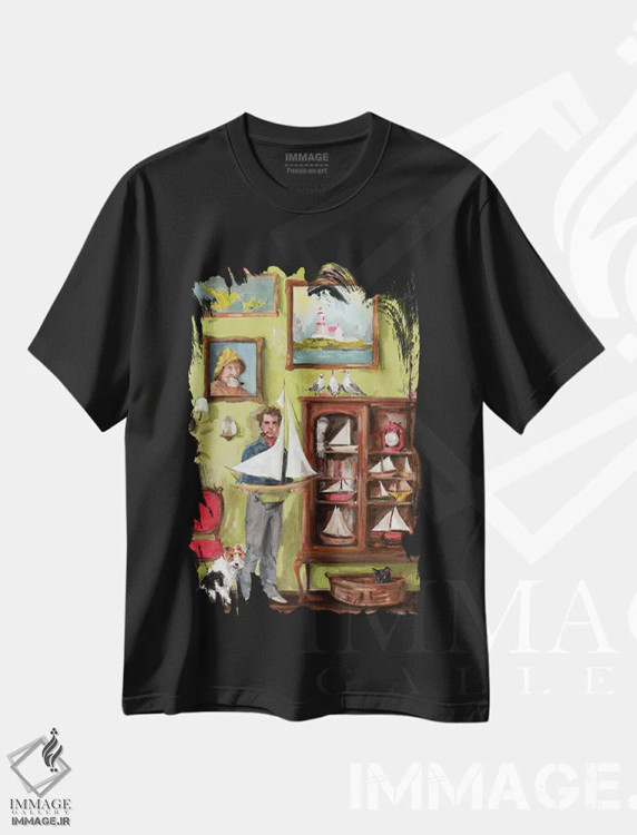 تیشرت مشکی طرح دار نگهبان فانوس دریایی، هنر فاخر معاصر اثر لیزا فینچ | فروشگاه ایماژ